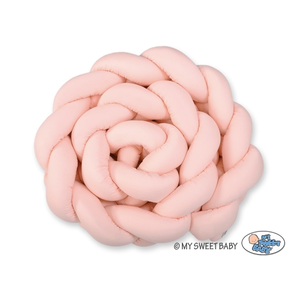 Coussin Tressé Tour de Lit Extra épais à Long Noeud Oreiller XXL Rose Poudré