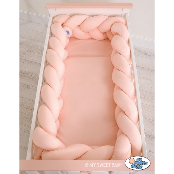 Coussin Tressé Tour de Lit Extra épais à Long Noeud Oreiller XXL Rose Poudré