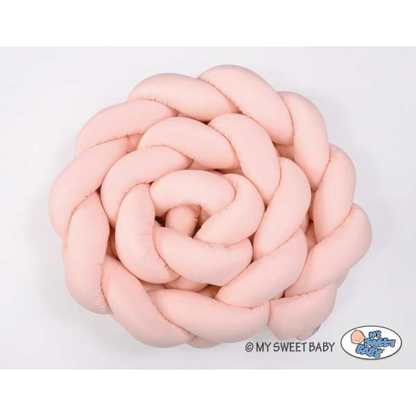 Coussin Tressé Tour de Lit Extra épais à Long Noeud Oreiller XXL Rose Poudré