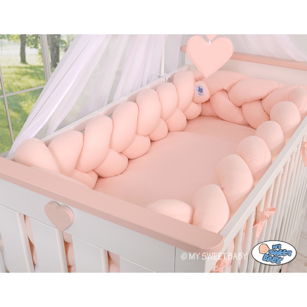 Coussin Tressé Tour de Lit Extra épais à Long Noeud Oreiller XXL Rose Poudré