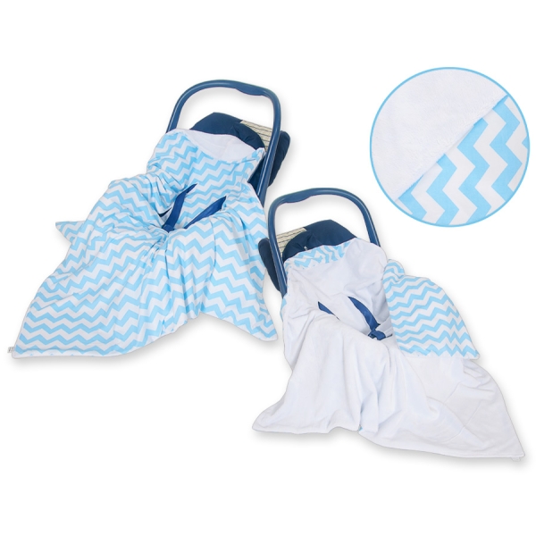 Couverture Double Face pour Siège Auto Blanc Bleu Chevron