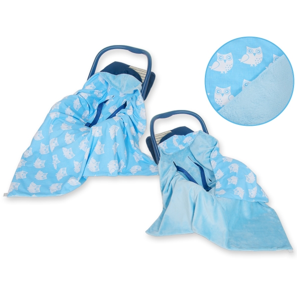Couverture Double Face pour Siège Auto Bleu Hiboux