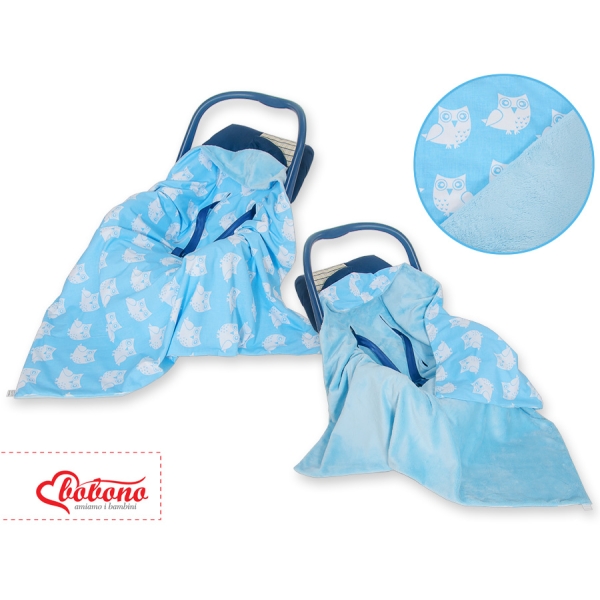 Couverture Double Face pour Siège Auto Bleu Hiboux
