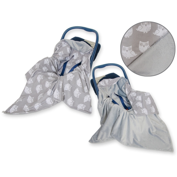 Couverture Double Face pour Siège Auto Gris Hiboux