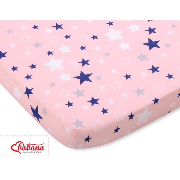 Drap en Coton pour Lit de Bébé 120x60 cm Bleu Rose étoiles