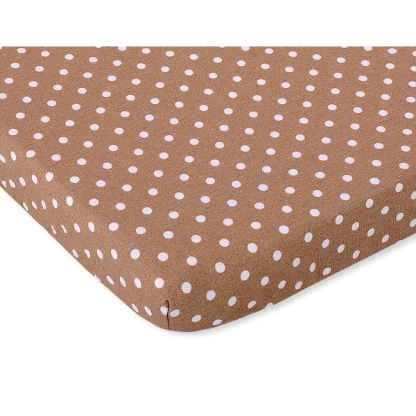 Drap en Coton pour Lit de Bébé 120x60 cm Brun à Pois