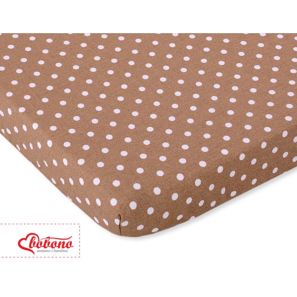 Drap en Coton pour Lit de Bébé 120x60 cm Brun à Pois