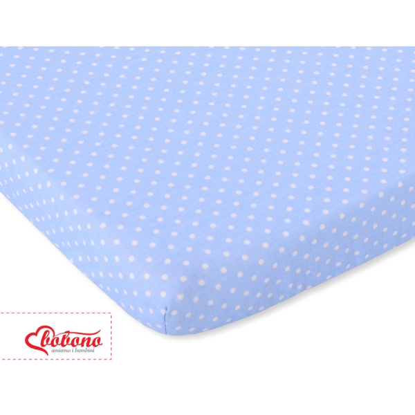 Drap-housse pour Berceau en Coton 140x70 cm Bleu à Pois