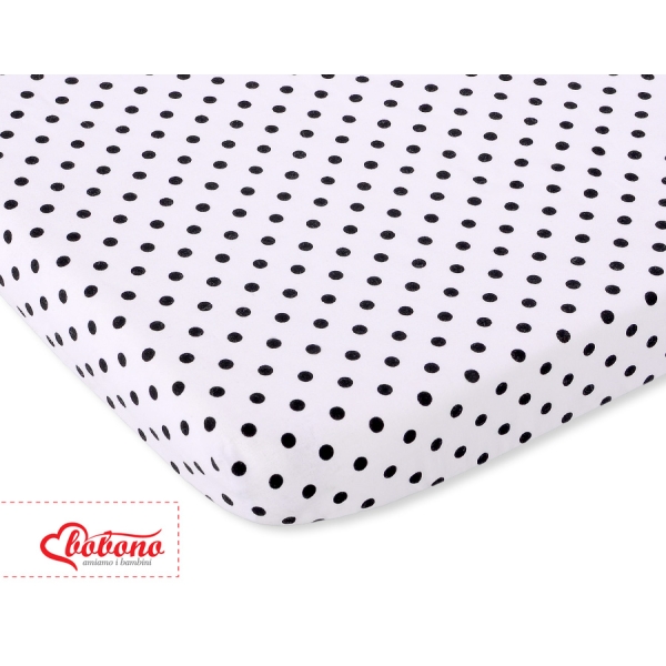Drap-housse pour Berceau en Coton 140x70 cm Noir à Pois