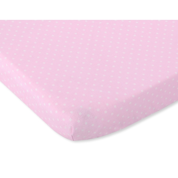 Drap-housse pour Berceau en Coton 140x70 cm Rose à Pois