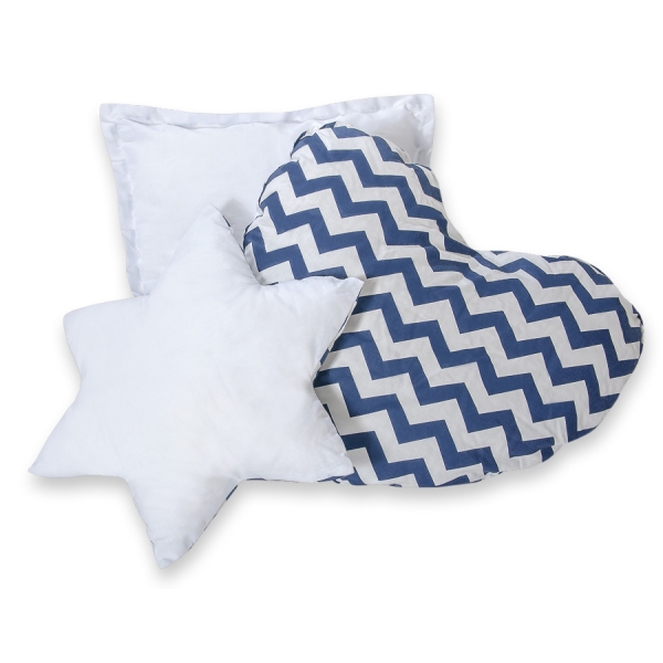 Ensemble de Coussin 3 pcs Bleu Foncé Chevron