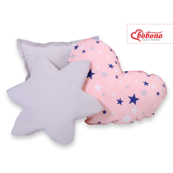 Ensemble de Coussin 3 pcs Bleu Rose Gris étoiles