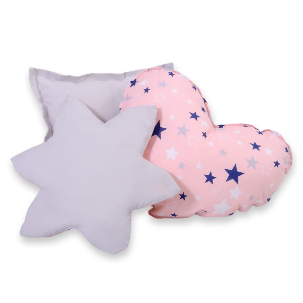 Ensemble de Coussin 3 pcs Bleu Rose Gris étoiles