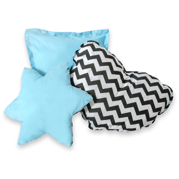 Ensemble de Coussin 3 pcs Noir Bleu Chevron