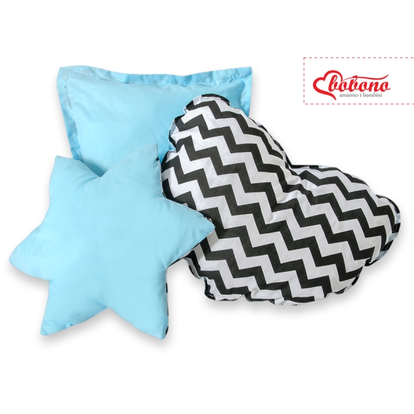 Ensemble de Coussin 3 pcs Noir Bleu Chevron