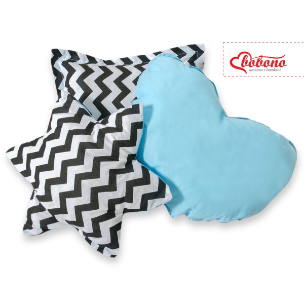 Ensemble de Coussin 3 pcs Noir Bleu Chevron