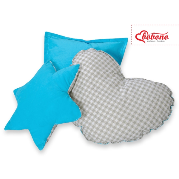 Ensemble de Coussin 3 pcs pour Tipi Gris Turquoise à Carreaux