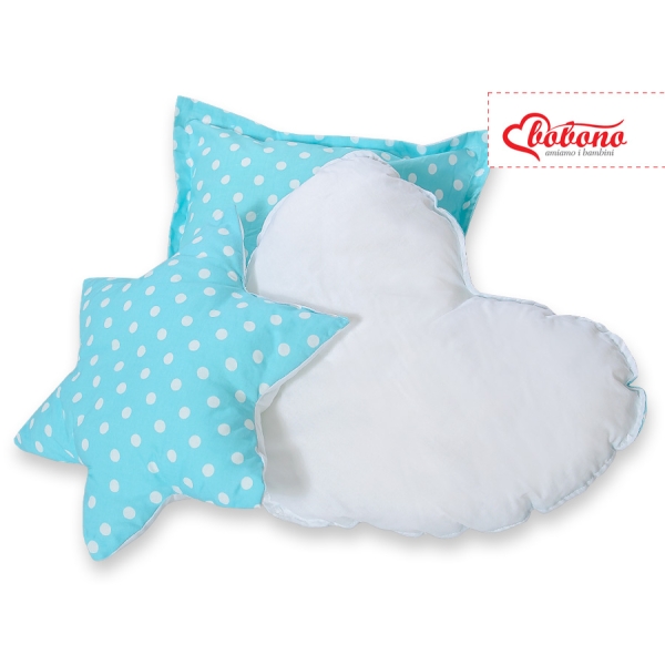 Ensemble de Coussin 3 pcs pour Tipi Turquoise à Pois