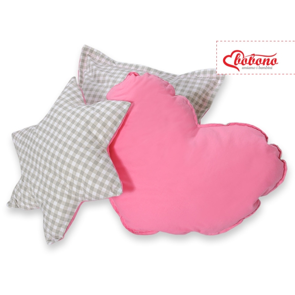 Ensemble de Coussin 3 pcs Rose Gris à Carreaux