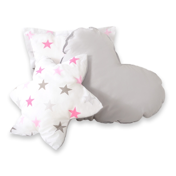 Ensemble de Coussin 3 pcs Rose Gris étoiles