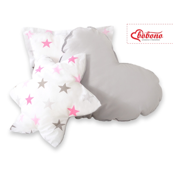 Ensemble de Coussin 3 pcs Rose Gris étoiles