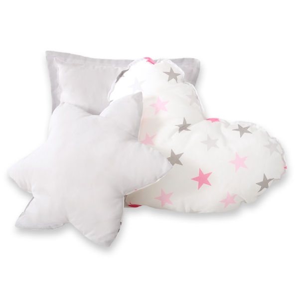 Ensemble de Coussin 3 pcs Rose Gris étoiles