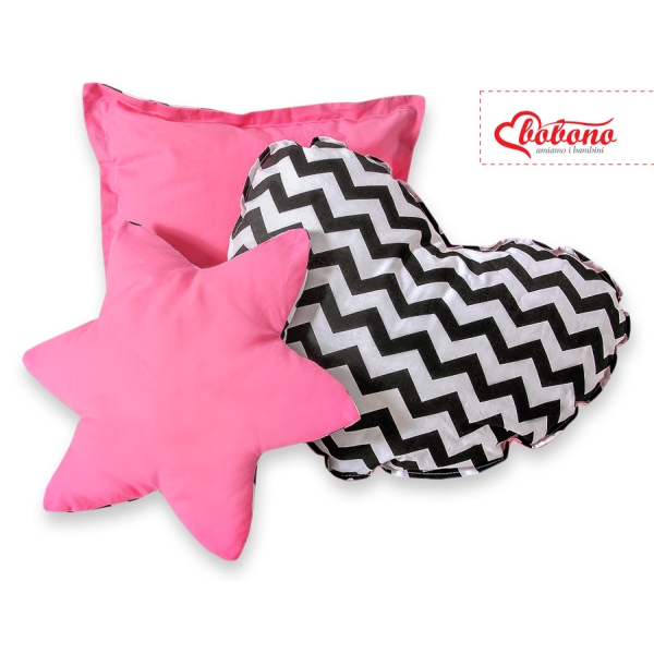 Ensemble de Coussin 3 pcs Rose Noir Chevron