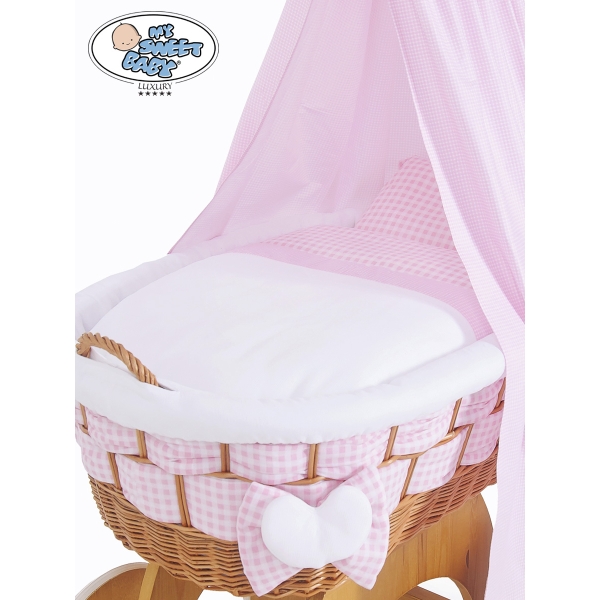 Ensemble de Couvertures 4 pcs pour Berceau avec Ciel Isabella Damier Rose