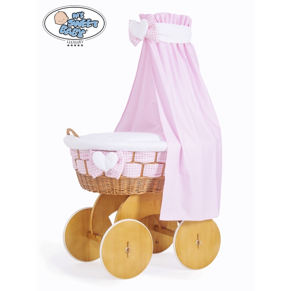 Ensemble de Couvertures 4 pcs pour Berceau avec Ciel Isabella Damier Rose