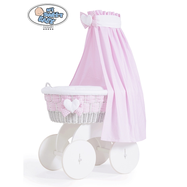 Ensemble de Couvertures 4 pcs pour Berceau avec Ciel Isabella Damier Rose