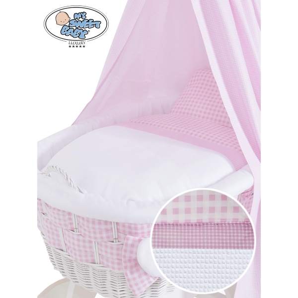 Ensemble de Couvertures 4 pcs pour Berceau avec Ciel Isabella Damier Rose
