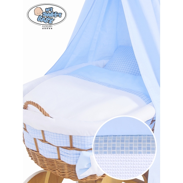Ensemble de Couvertures 4 pcs pour Berceau avec Ciel Isabella Damier Bleu