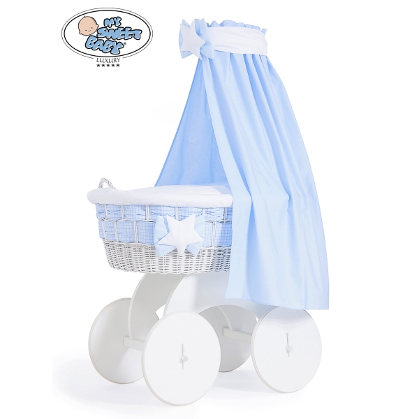 Ensemble de Couvertures 4 pcs pour Berceau avec Ciel Isabella Damier Bleu