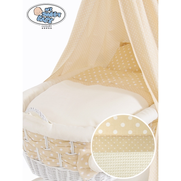Ensemble de Couvertures 4 pcs pour Berceau avec Ciel Isabella Beige à pois Blancs