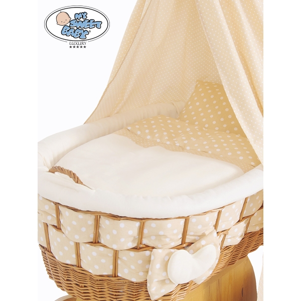 Ensemble de Couvertures 4 pcs pour Berceau avec Ciel Isabella Beige à pois Blancs