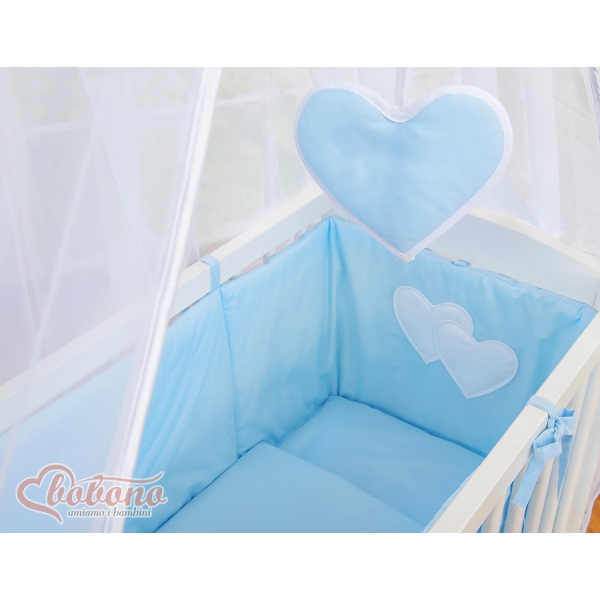 Ensemble de Linge de Lit 6 pcs pour Lit de Cododo Bleu Cœurs