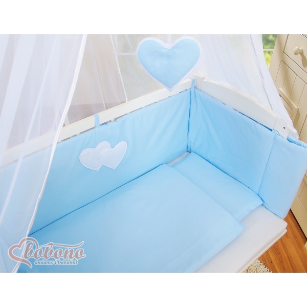 Ensemble de Linge de Lit 6 pcs pour Lit de Cododo Bleu Cœurs