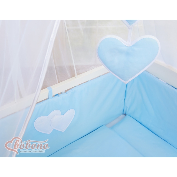 Ensemble de Linge de Lit 6 pcs pour Lit de Cododo Bleu Cœurs