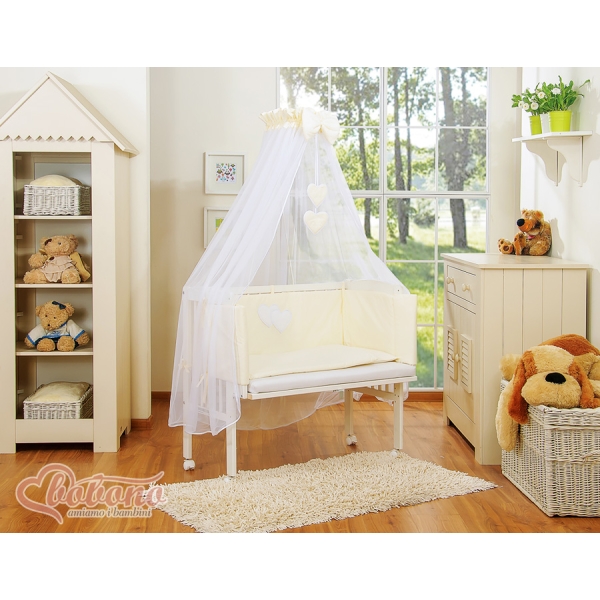 Ensemble de Linge de Lit 6 pcs pour Lit de Cododo Crème Cœurs