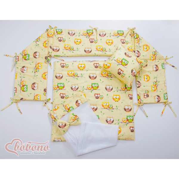 Ensemble de Linge de Lit 6 pcs pour Lit de Cododo Crème Hiboux