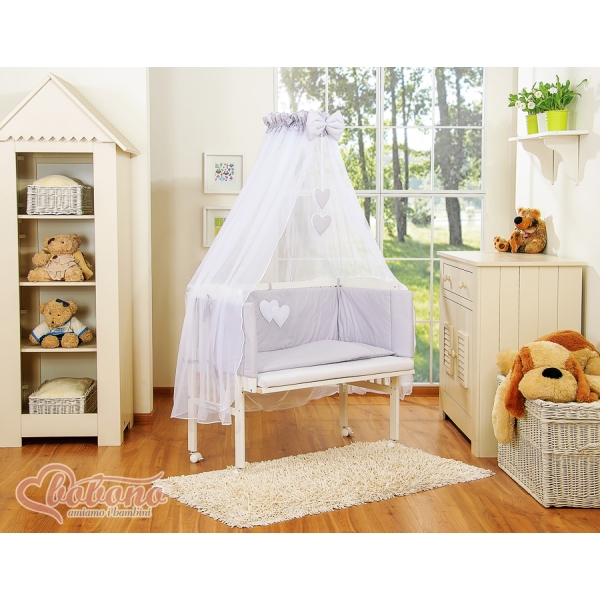 Ensemble de Linge de Lit 6 pcs pour Lit de Cododo Gris Cœurs