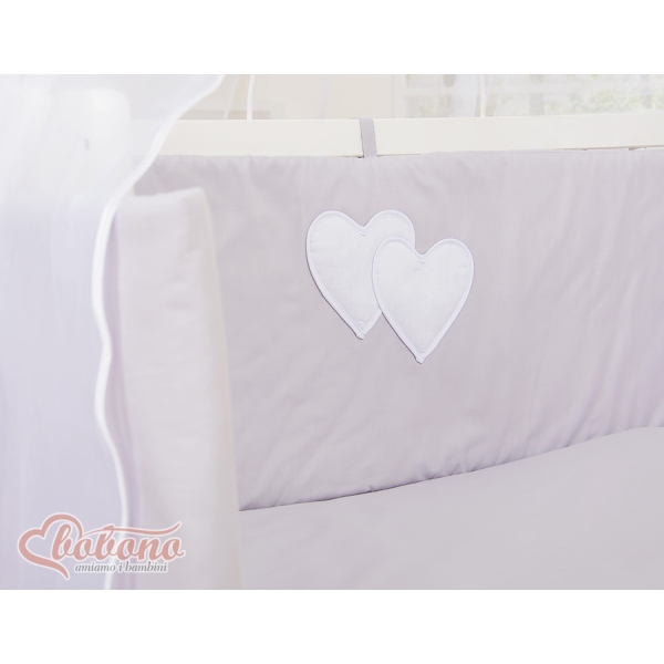 Ensemble de Linge de Lit 6 pcs pour Lit de Cododo Gris Cœurs