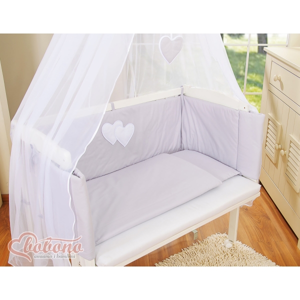 Ensemble de Linge de Lit 6 pcs pour Lit de Cododo Gris Cœurs