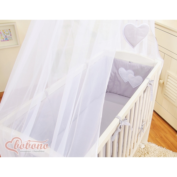 Ensemble de Linge de Lit 6 pcs pour Lit de Cododo Gris Cœurs