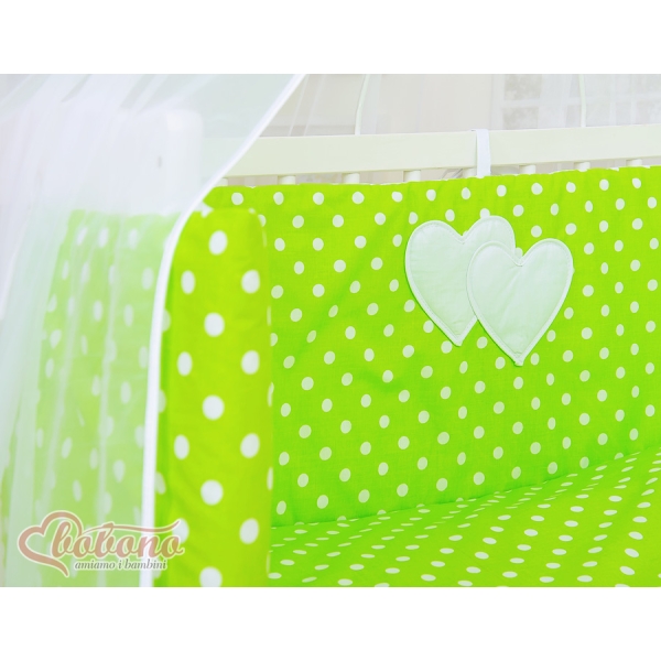 Ensemble de Linge de Lit 6 pcs pour Lit de Cododo Vert à Pois Cœurs