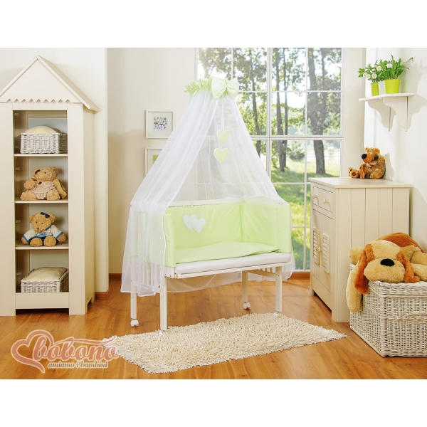 Ensemble de Linge de Lit 6 pcs pour Lit de Cododo Vert Cœurs