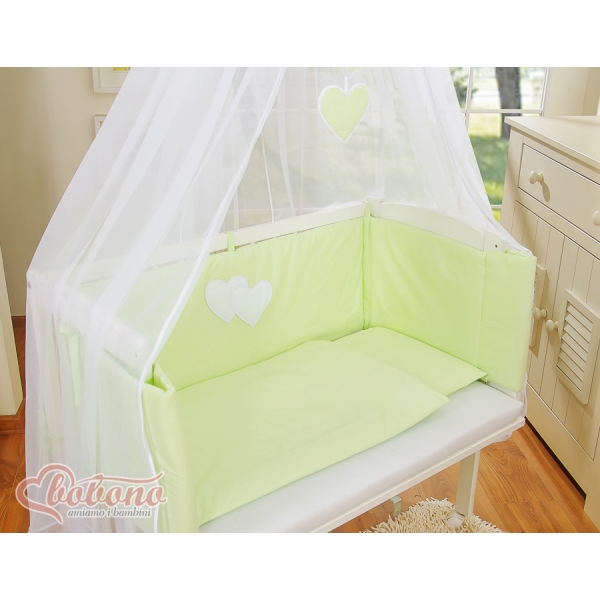 Ensemble de Linge de Lit 6 pcs pour Lit de Cododo Vert Cœurs