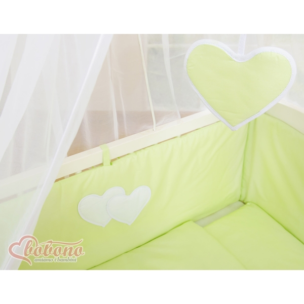 Ensemble de Linge de Lit 6 pcs pour Lit de Cododo Vert Cœurs