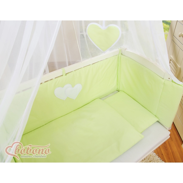 Ensemble de Linge de Lit 6 pcs pour Lit de Cododo Vert Cœurs