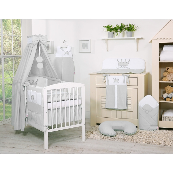 Parure Literie de Lit Bébé 11 pcs Ciel Gris Prince / Princess
